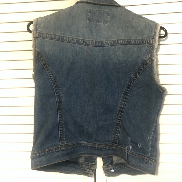 American Rag Cie Junior’s Frayed Denim Vest M - Picture 3 of 10